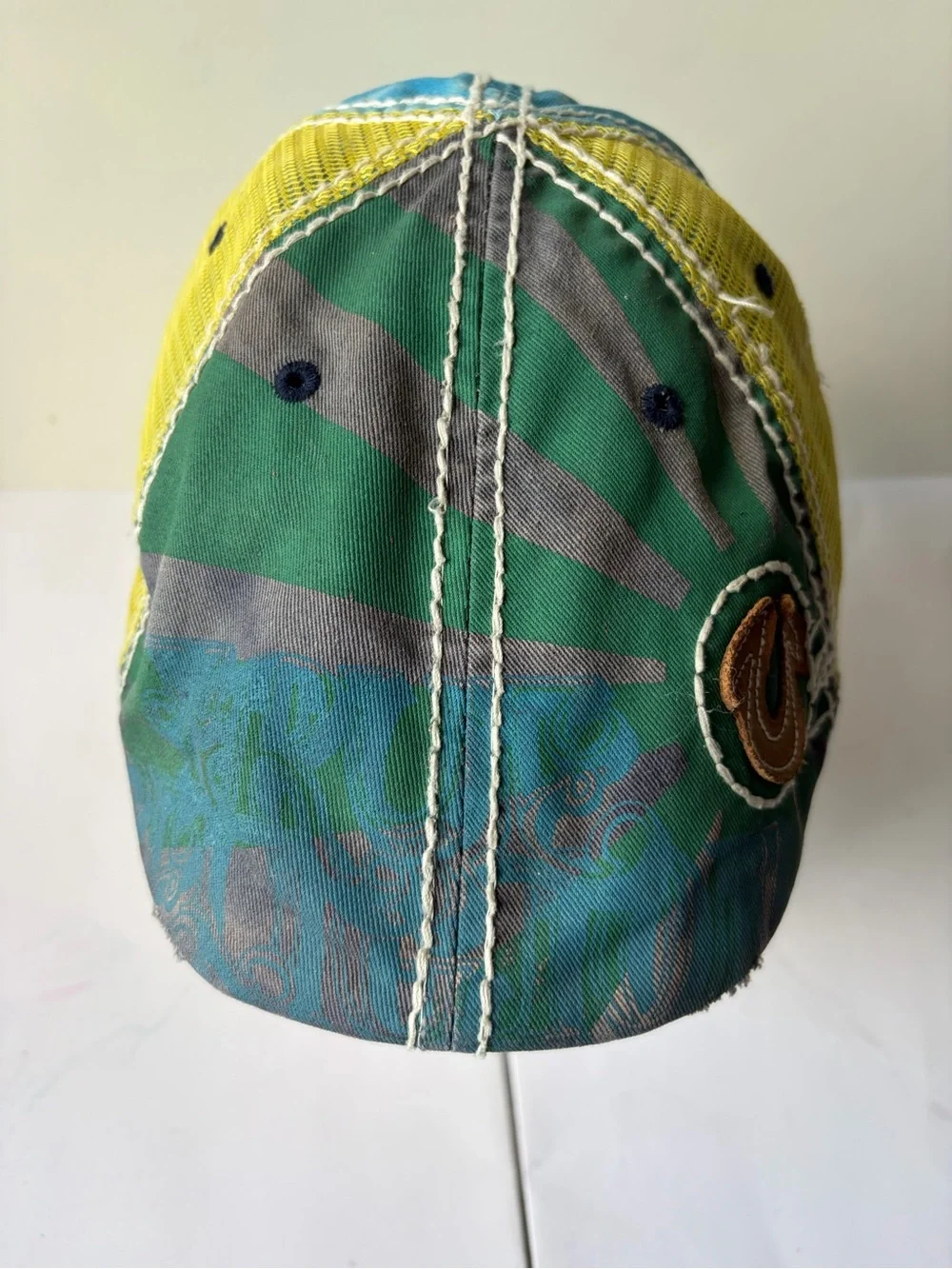 Vintage True Religion Newsboy Hat Driving Cap Distressed Patchwork